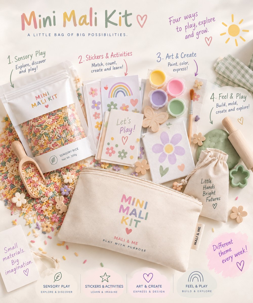 Four ways to play: sensory play, stickers and activities, art and create, feel and play